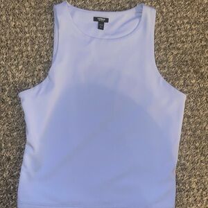 Express body contour cropped light blue top
